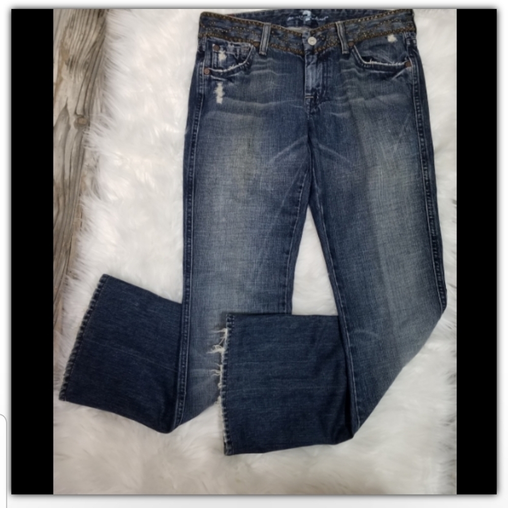 NWT 7 for all mankind studded dark Havana jeans